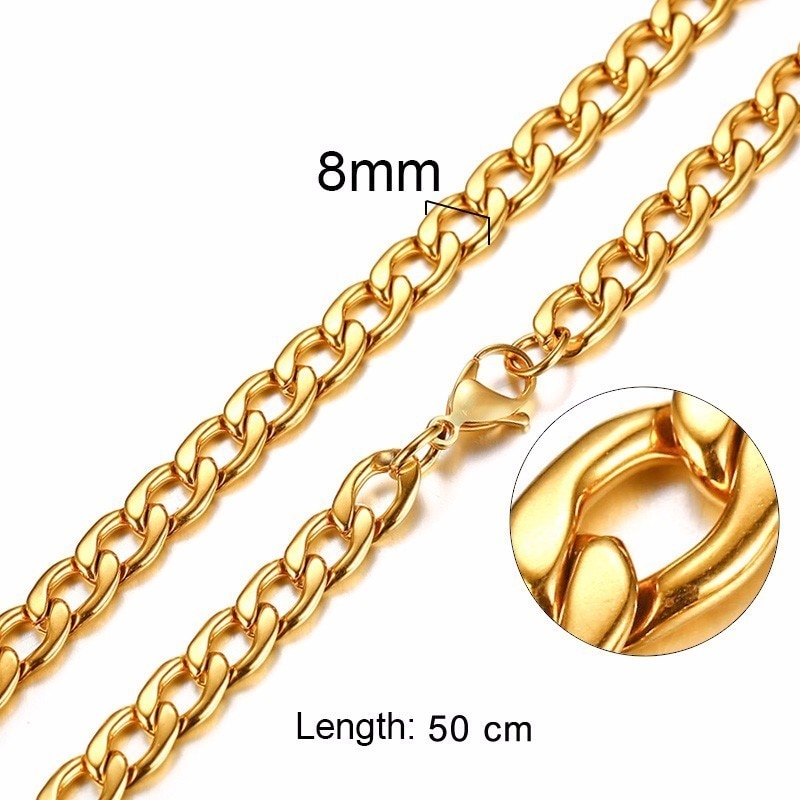 HANDSOME MEN'S FILLED BOXCHAIN CUBA LINK CHOKER FIGARO CHAIN NECKLACE IN ENDURABLE STAINLESS STEEL MALE FEMALE JEWELRY: 165-50G