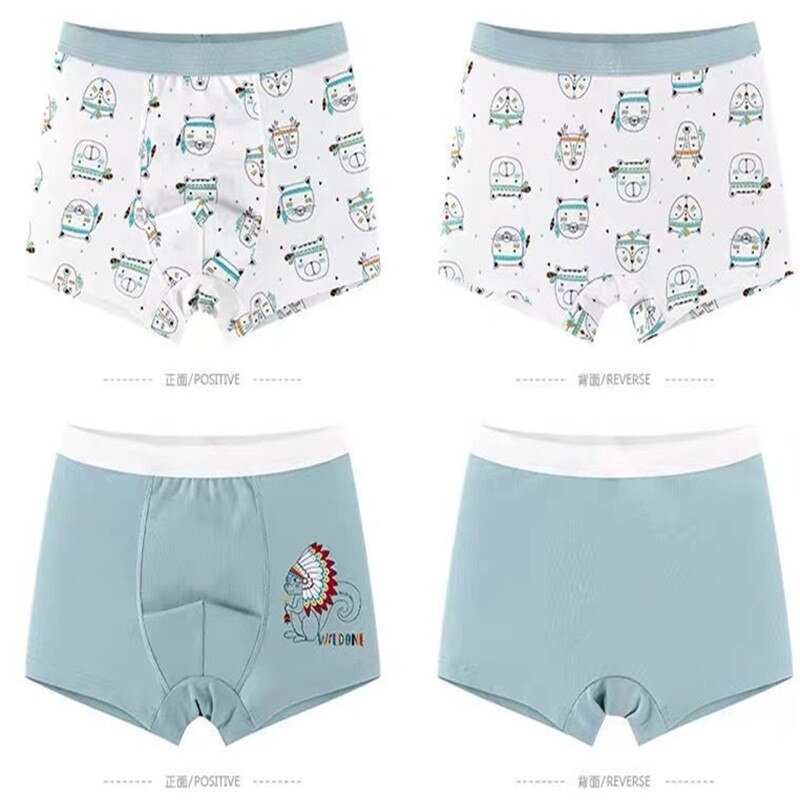 4Pcs/lot Cotton Kids Boys Underwear Boxer Children Panties Briefs for Boy Teenager Underpants 110-170