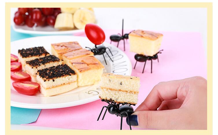 12 stk/sett fruktgaffel gjenbrukbar kawaii maur fruktgaffel servise flerbruks snackkake dessertgafler til fest  b222