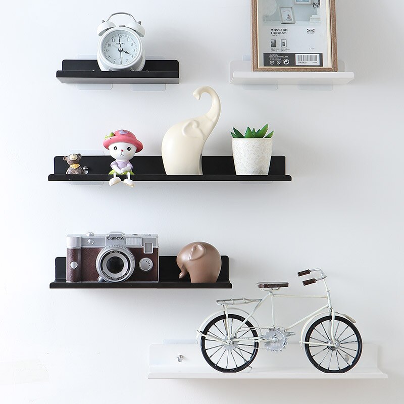 One-word Partition Shelf Nordic Modern Simple Home Decoration Living Room Bedroom Bathroom Wall Hanging Free Punch Display Stand