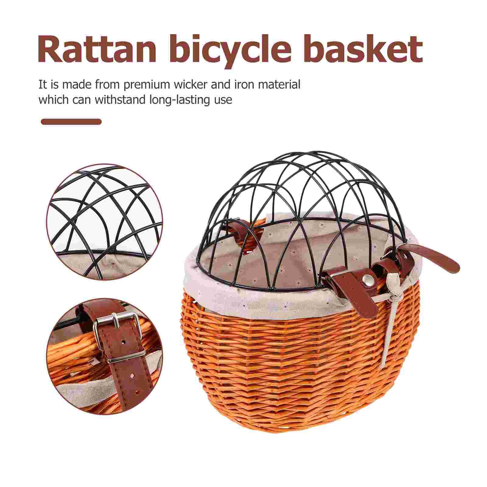 1PC Pet Cat Dog Bike Basket Wicker Woven Bike Shopping Basket for Books Bike Toys Pet
