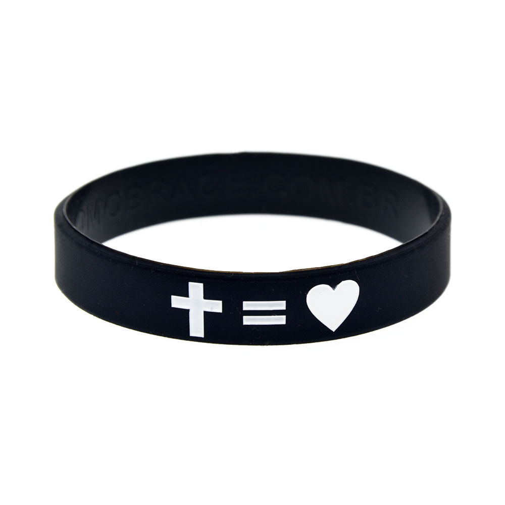 OBH 1PC Jesus Kreuz Messe und Liebe Silikon Gummi Armbinde Religiöse Glauben Schmuck