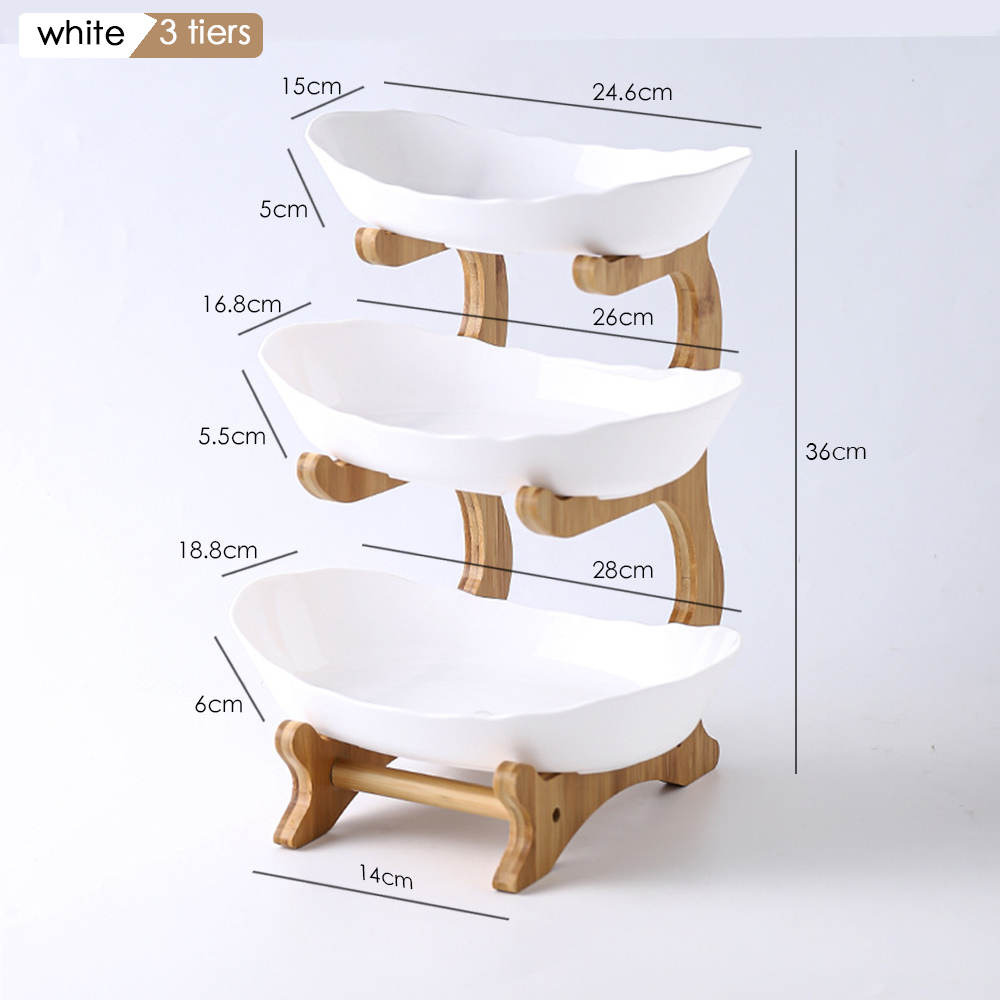 Plates dinnerware kitchen Fruit bowl with floors Luxury serving snack Table plates serve dessert trays wooden Tableware Dishes: 1 Set A3