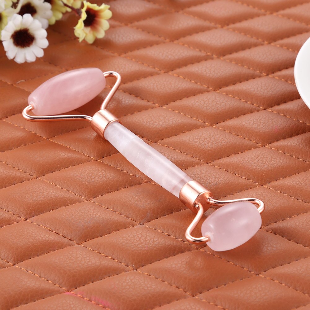 1PC Rose Quartz Visage Massage Rouleau Double Tête Visage Mince Masseur Outil De Levage Anti-Rides Rouleau de Massage Directe