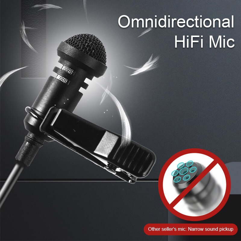 Mini Microphone For IOS Android Phone Omnidirectional lavalier microphone recording K song interview recording portable micropho