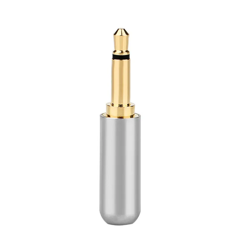 Jack 3.5mm hodetelefonplugg mono hann gullbelegg lydadapter 3.5 hifi høyttaler øretelefon aux loddetrådkontakt: Sølv / Bunt 2
