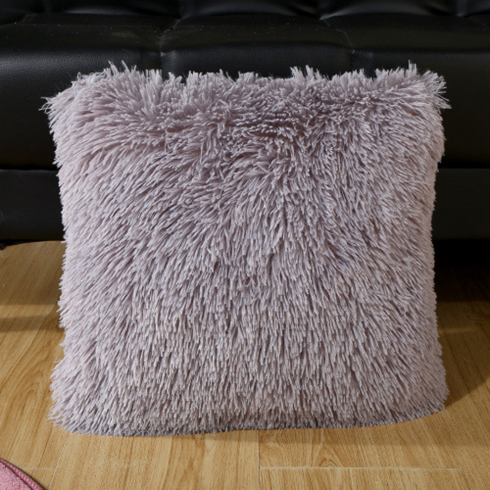 Coussin moelleux couverture douce taie d'oreiller jeter maison lit canapé voiture décoration fausse fourrure peluche housse de coussin canapé décor 43*43 cm