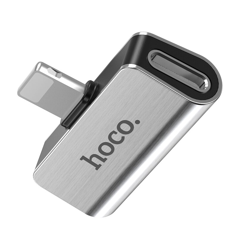 Hoco 2 In 1 Dual Adapter Splitter Audio Hoofdtelefoon Opladen Voor Iphone 12 11Pro Max Xs Max Audio Opladen Converter voor Bliksem: Default Title