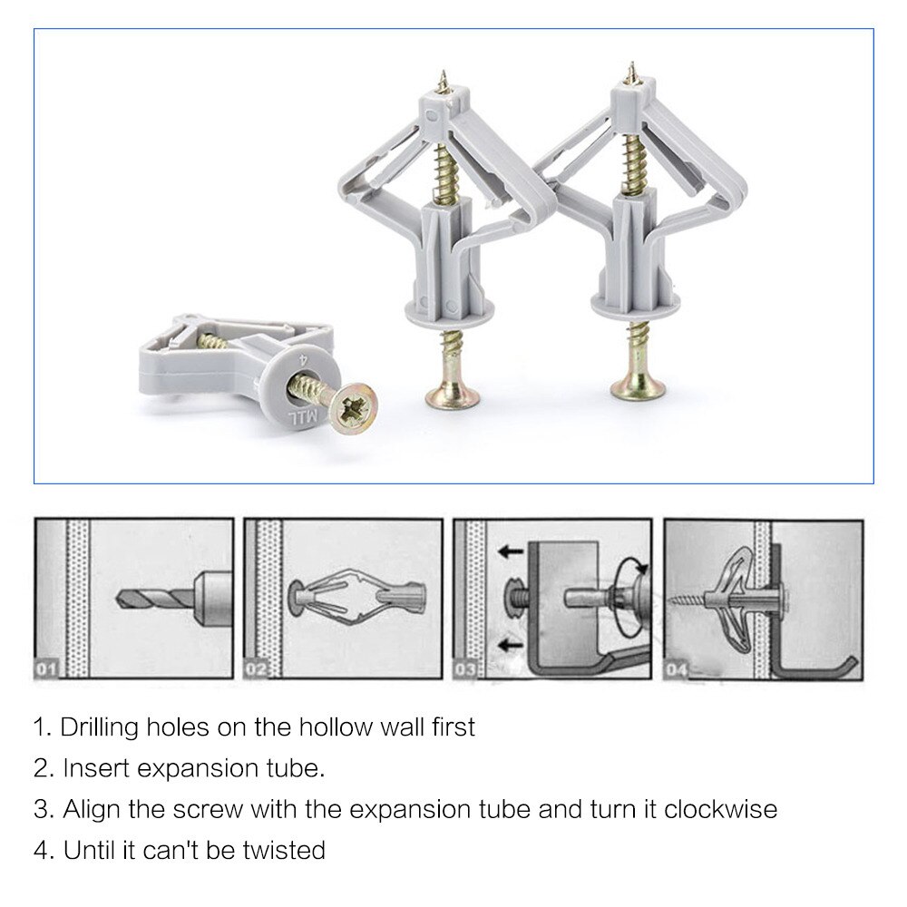 100pcs Expansion Drywall Anchor Kit Screws Self Drilling Wall Home Pierced Tool Set Special For Nylon Plastic Gypsum Board