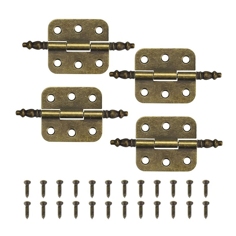 2 Stuks 69X53Mm Antiek Brons Kast Scharnieren Voor Sieraden Houten Doos Deur Lade Decoratieve Vintage Ijzer scharnier Meubelbeslag