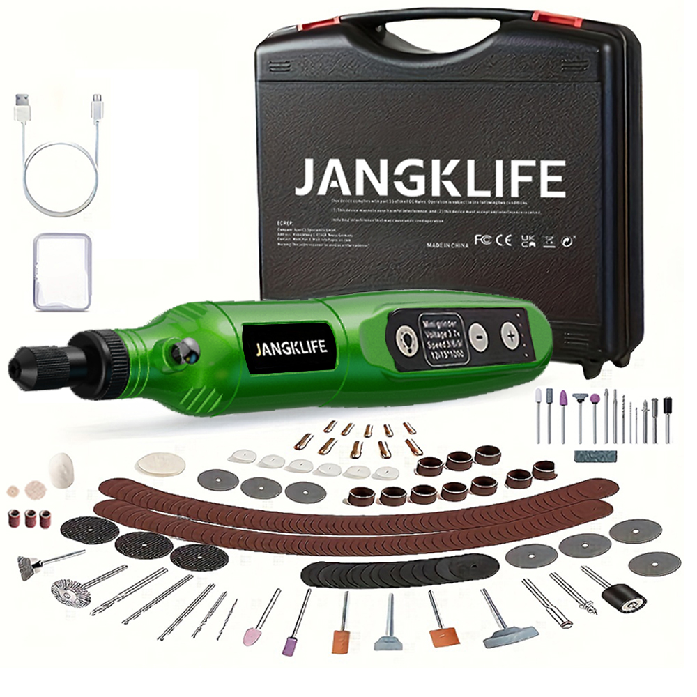 Bezprzewodowy zestaw narzędzi obrotowych USB do obróbki drewna Pióro grawerujące DIY do biżuterii Metal Glass Mini wiertarka bezprzewodowa: green