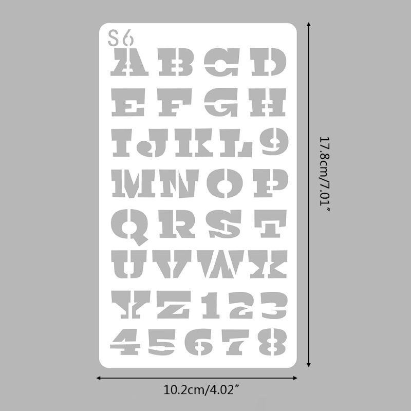24 Sheets English Letters Drawing Template Stencil Painting Embossing Scrapbooking DIY Album