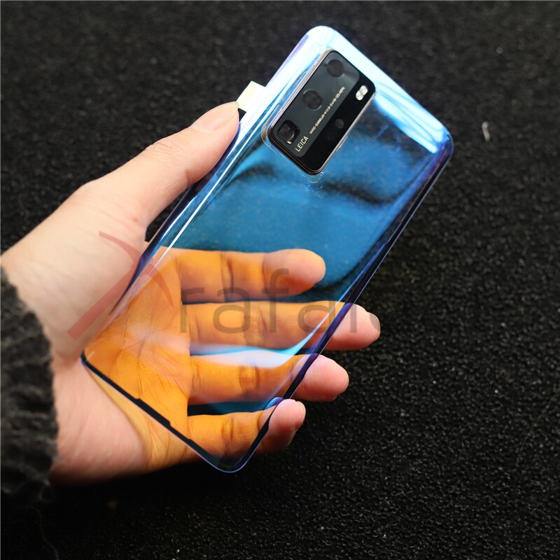 Przezroczysta tylna pokrywa dla Huawei P40 Pro pokrywa baterii tylna wymiana szkła P40Pro obudowa tylna obudowa przezroczysta obudowa naprawa: BlueClear With Lens