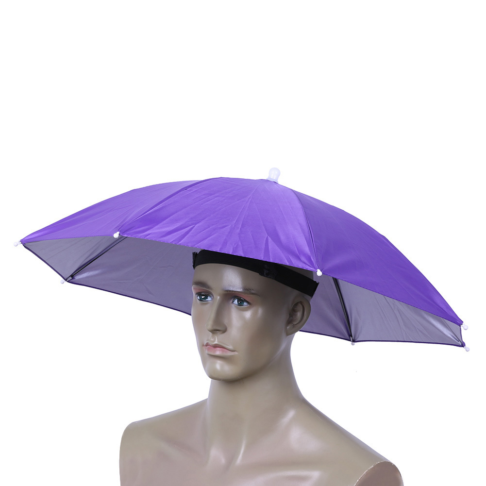 Parapluhoed Handsfree vismuts 27 inch diameter Opvouwbare hoofddeksels Paraplu voor zon, regen, strand, golf, vissen, wandelen: Blauw