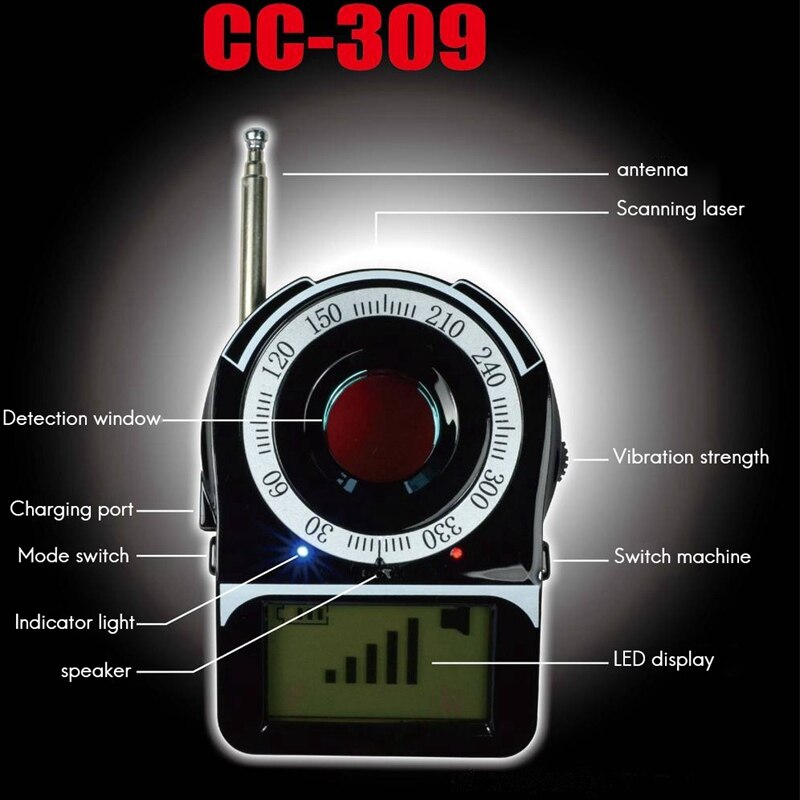 CC309 Wireless GPS Signal Detector Infrared Scanner Wireless Signal Detector EU Plug