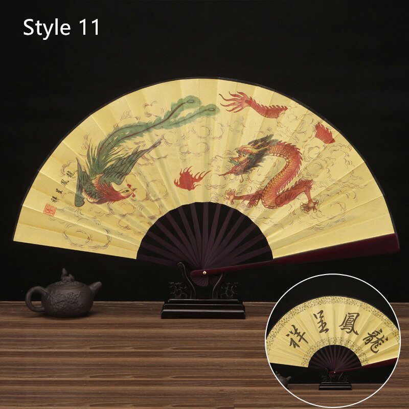10 Inch Vintage Bamboe Fan Chinese Vouwen Zijde Doek Fan Patroon Art Craft Wedding Dance Hand Fan: Style 11