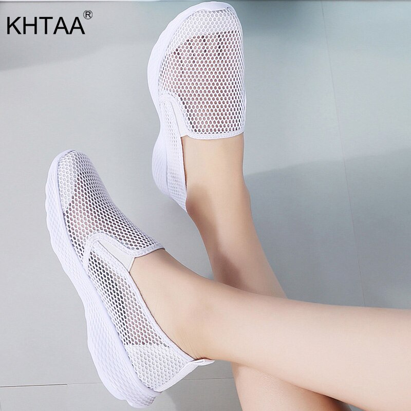 Sommer mesh joggesko kvinner pustende utendørs tursko dame slip on elastisk bånd avslappet komfort leiligheter kvinne zapatilla