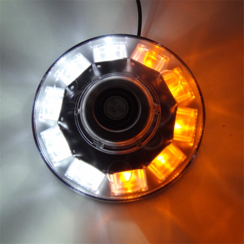 Luz LED de advertencia de policía para vehículo, luces estroboscópicas de emergencia de 12V, 30W, resistentes al agua, 10 led, color amarillo, montadas magnéticas