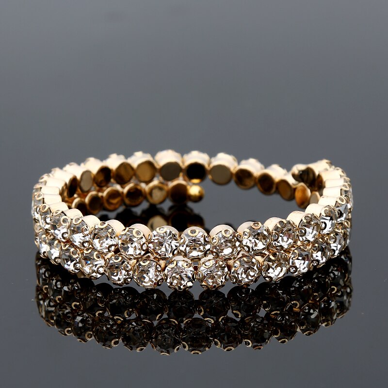 MB-8 Crystal Bracelets For Women Multilayers Silver Color Link Bracelets & Bangles Full Rhinestone Wedding Jewelry