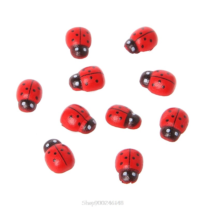 10Pcs Mini Ladybird Rode Kever Lieveheersbeestje Fee Pop Huis Tuin Decor Ornament N06 20