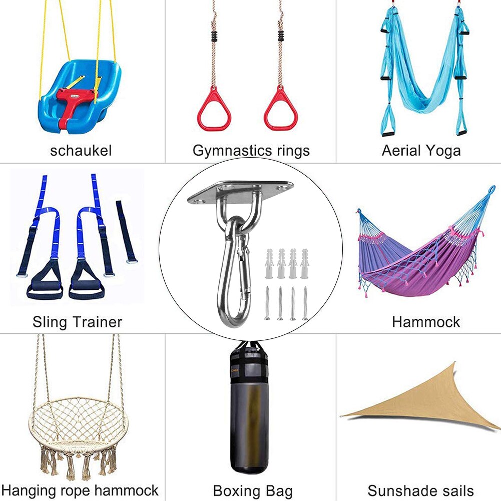 Suspension Ceiling Hooks Hangers Swivel Swing Bracket Hammock Stainless Steel Heavy Duty With Screws M8 M6 M5 Hammock Stand