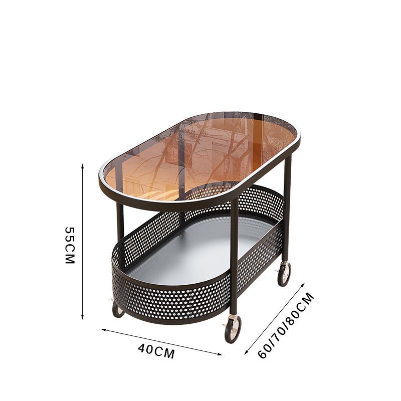 OLEVO Mobiele theetafel Woonkamer Thuis Bank Bijzettafel met wielen Bedhoofd Glazen kar te gebruiken Niet veel ruimte opnemen: Dark Gray