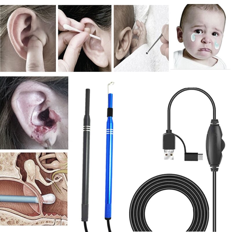 3 in 1 Multifunctional USB Ear Cleaning Tool Visual Ear Spoon Earpick With Mini Camera Pen Ear Care In-ear Cleaning Endoscope