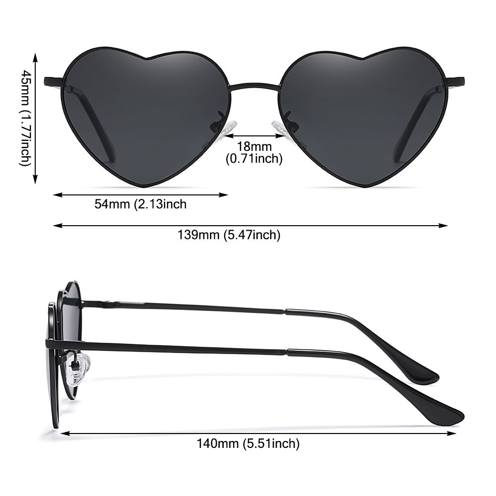 Metall Rahmen Frauen Herz Sonnenbrille Polarisierte Sonnenbrille modisch Herz-geformt Gläser Jahrgang UV400 Brillen