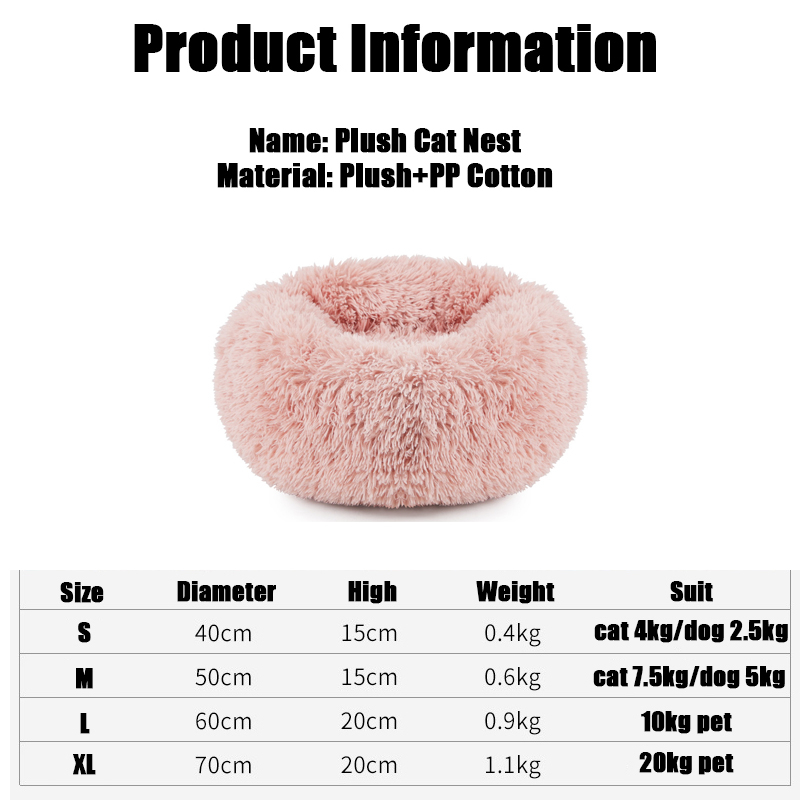 Winter Super Zachte Warme Diepe Slaap Hond Nest Pluche Ronde Pluizige Ademend Diepe Slaap Huisdier Nest Chihuahua Puppy Mand Huisdier bed