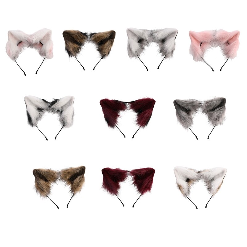 Lolita – tête de Cosplay gothique en peluche avec oreilles de chat pour décoration de fête d&#39;halloween