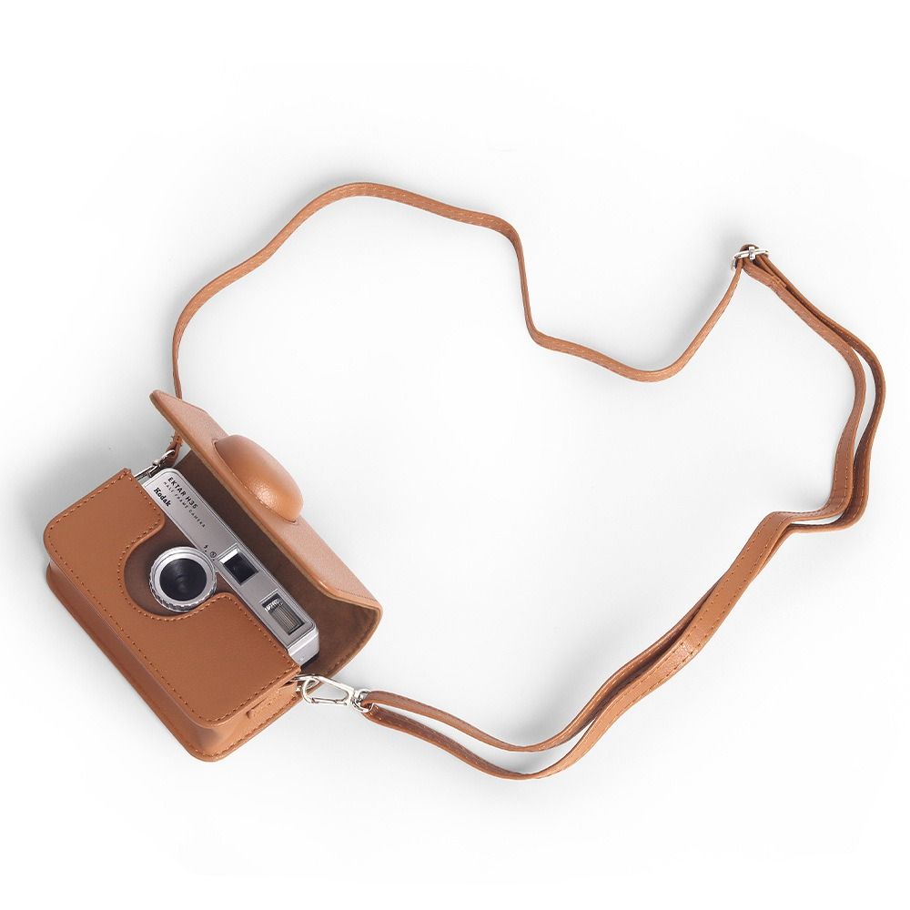 PU Leather Camera Bag with Shoulder Strap Anti-Scratch Protective Cover Solid Color Shockproof for KODAK EKTAR H35/F501/F9