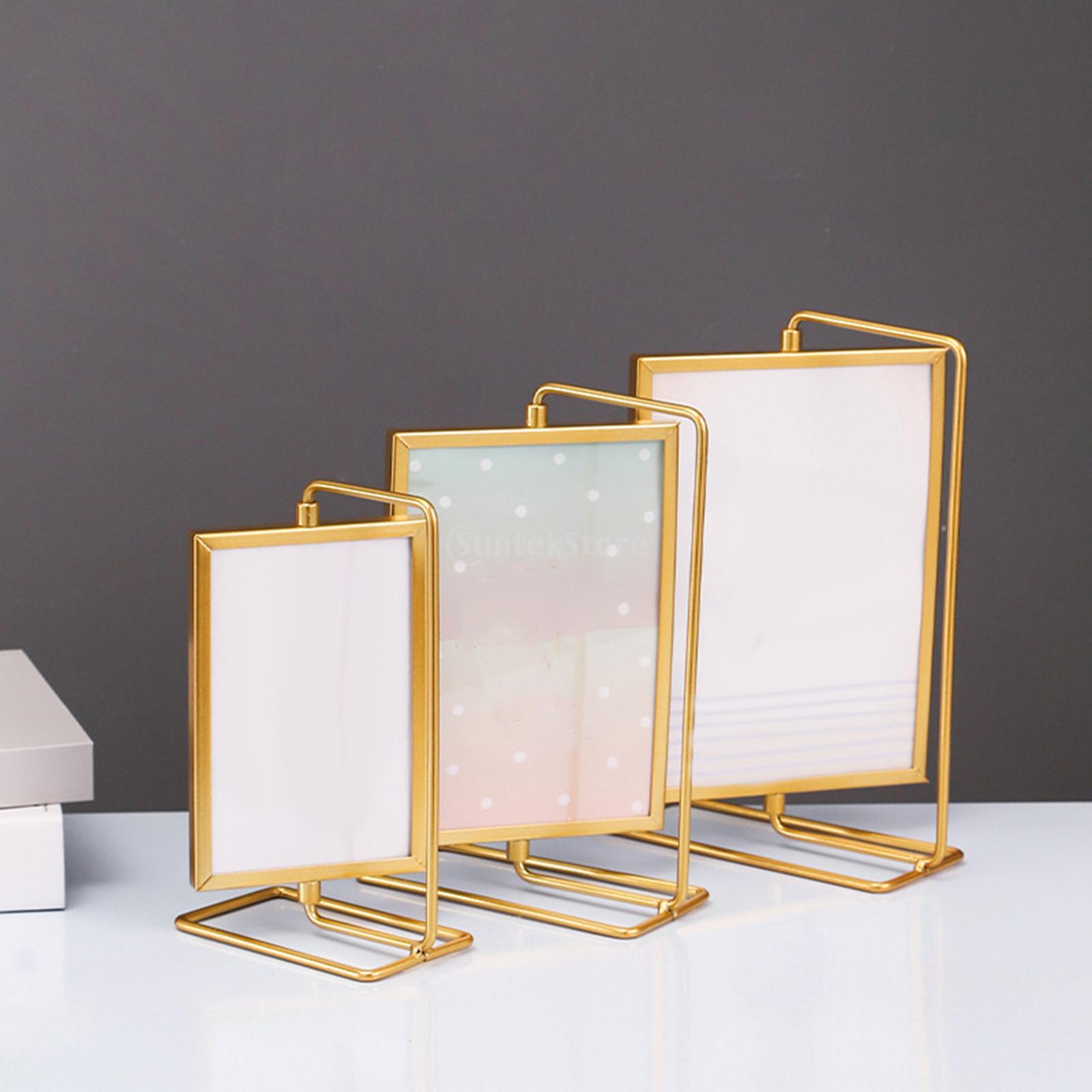 Soporte de exhibición de tarjetas con adorno frontal de cristal, marco de fotos giratorio para oficina, familia, boda, amor, granja, hogar