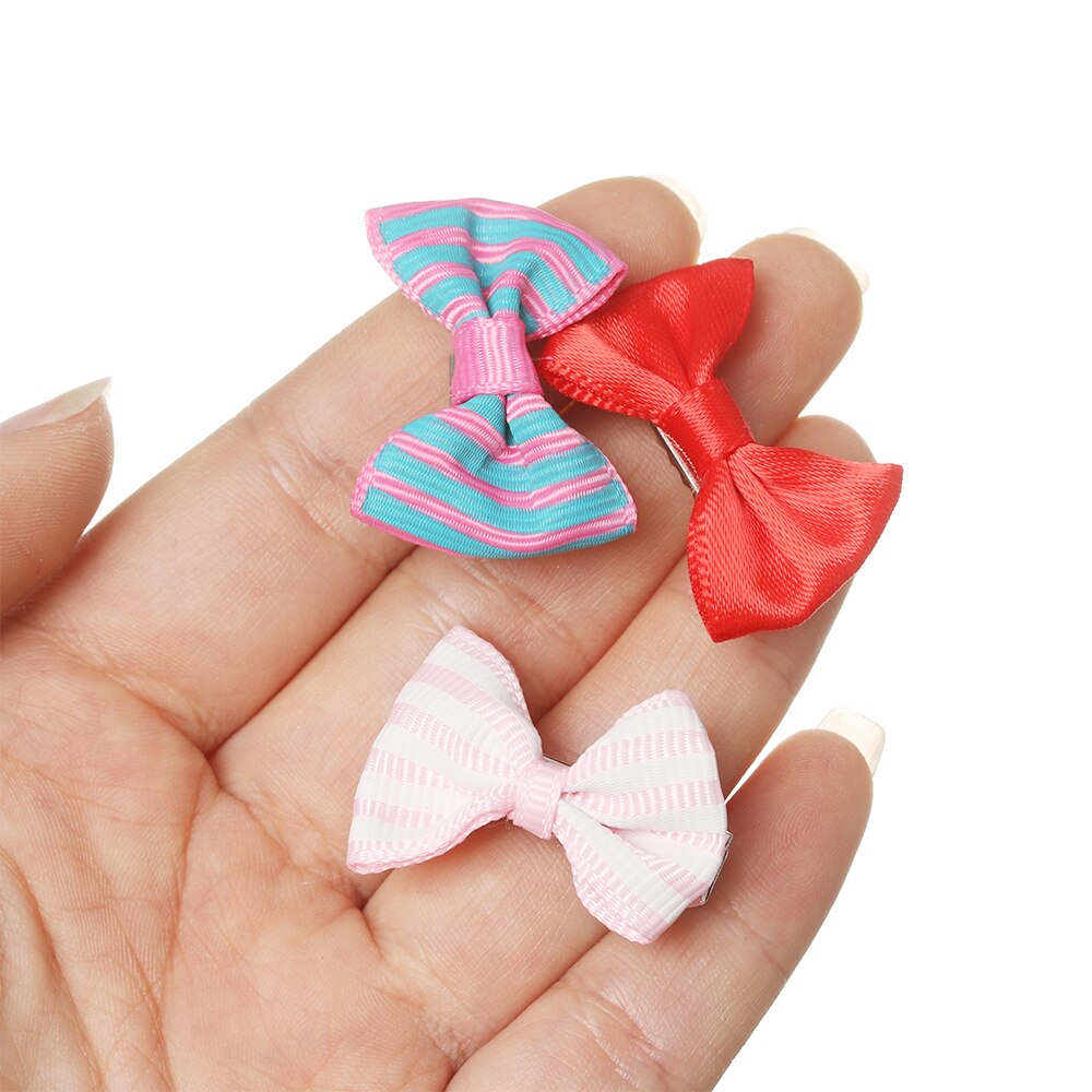 Random 20Pcs/Set Girls Hair Clip Duckbill Hairpins Baby Mixed Color Bow Barrettes Kids Lovely Hair Accessories