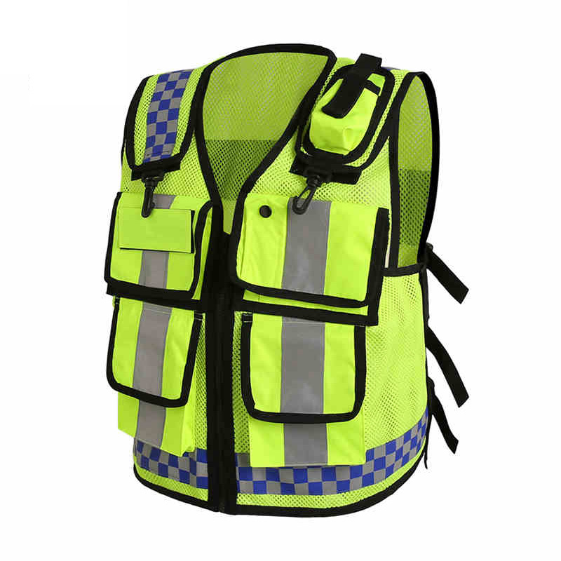 Motorcycle reflective racing vest police man moto safe warning jackets motorcycle hong kong style green police pocket jacket: Default Title