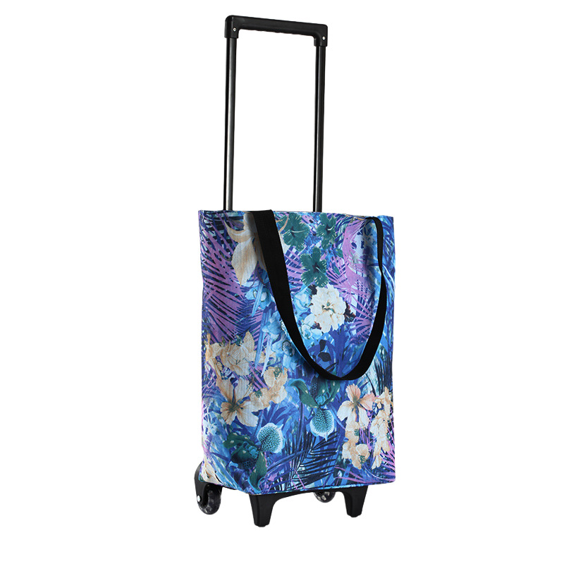 Med hjul tralle handlepose supermarked dagligvarevogn liten tralle handlevogn bærbar tralle med stor kapasitet håndtralle: Klar