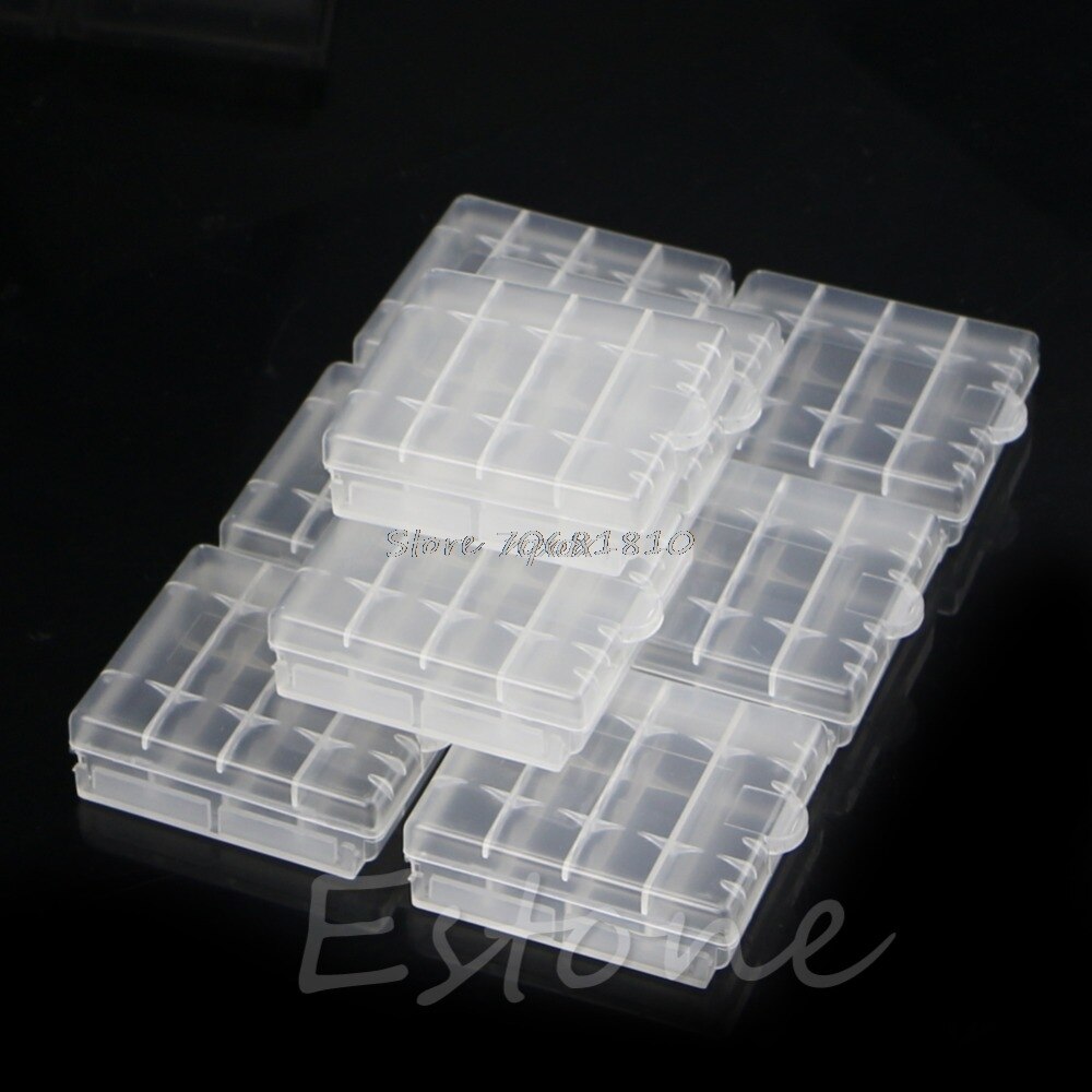 10 Pcs Hard Plastic Blue White Case Cover Holder AA / AAA Battery Storage Box Z17