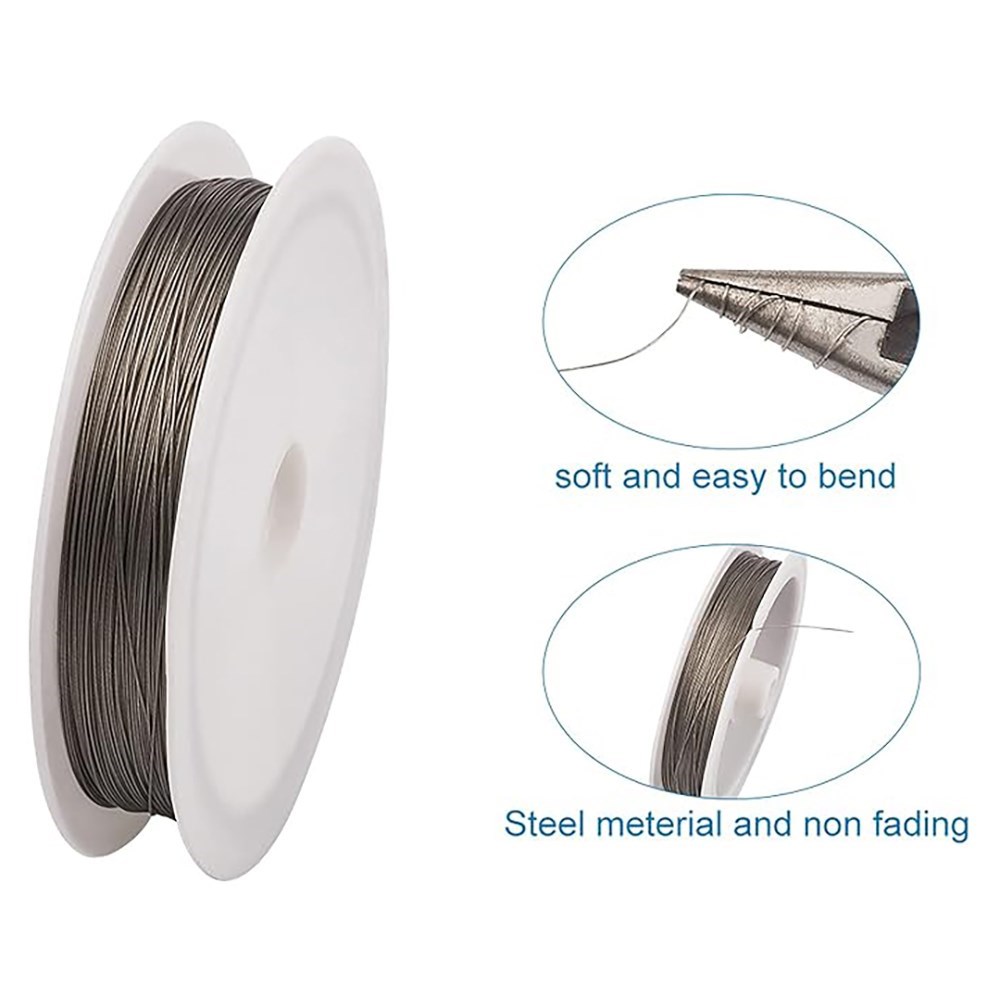 1 Roll 0.3-0.7mm Bead Stringing Wire,Anti-bite Wear Resistant Strong Line Stainless Steel Beading Wire for DIY Jewelry Making
