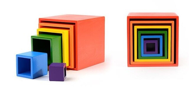 Baby Toys Large 12Pcs Rainbow Stacker Wooden Toys For Kids Rainbow Building Blocks Montessori Educational Toy Children: 6-Box