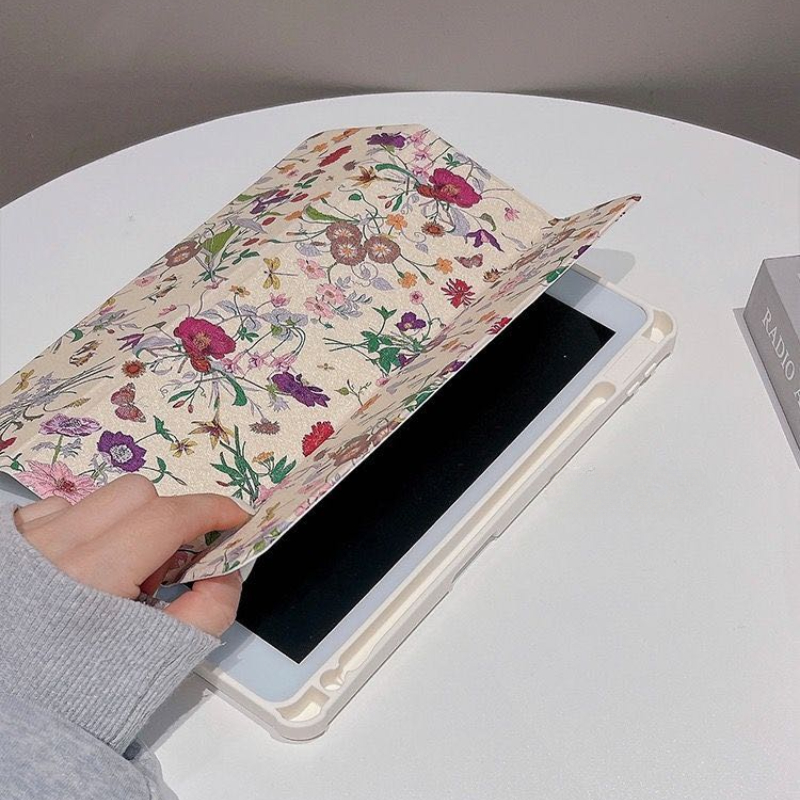1pc Kleurrijke Bloemen Stand Tablet Beschermhoes Geschikt voor iPad 10.9/10.2/Air4/5/Pro11/10th/10.5 Case met Potlood Slot Houder