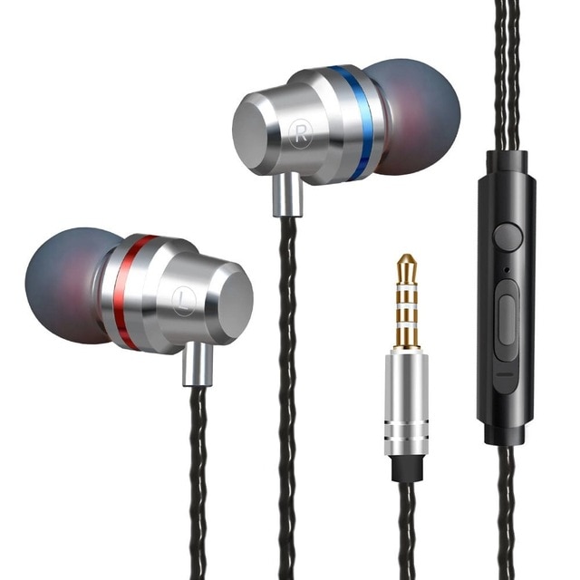 In-Ear Wired Oortelefoon 3.5Mm Oordopjes Koptelefoon Muziek Sport Gaming Headset Met Microfoon Voor Iphone Xiaomi Samsung Huawei stereo: Sliver