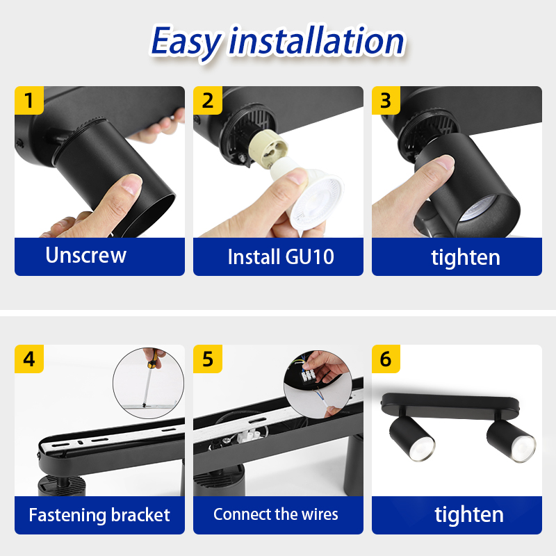 Faretto da soffitto per telecamera da letto Gu10 Faretto da parete moderno a binario flessibile per soggiorno, cucina, illuminazione a binario, bagno, dormitorio