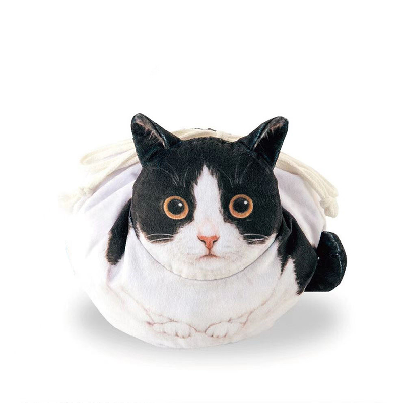 Leuke kat make-up tas trekkoord sluiting 3D kat hoofd platte cosmetische tas cadeau voor vrouwen kattenliefhebbers reisorganisator tas: Beige