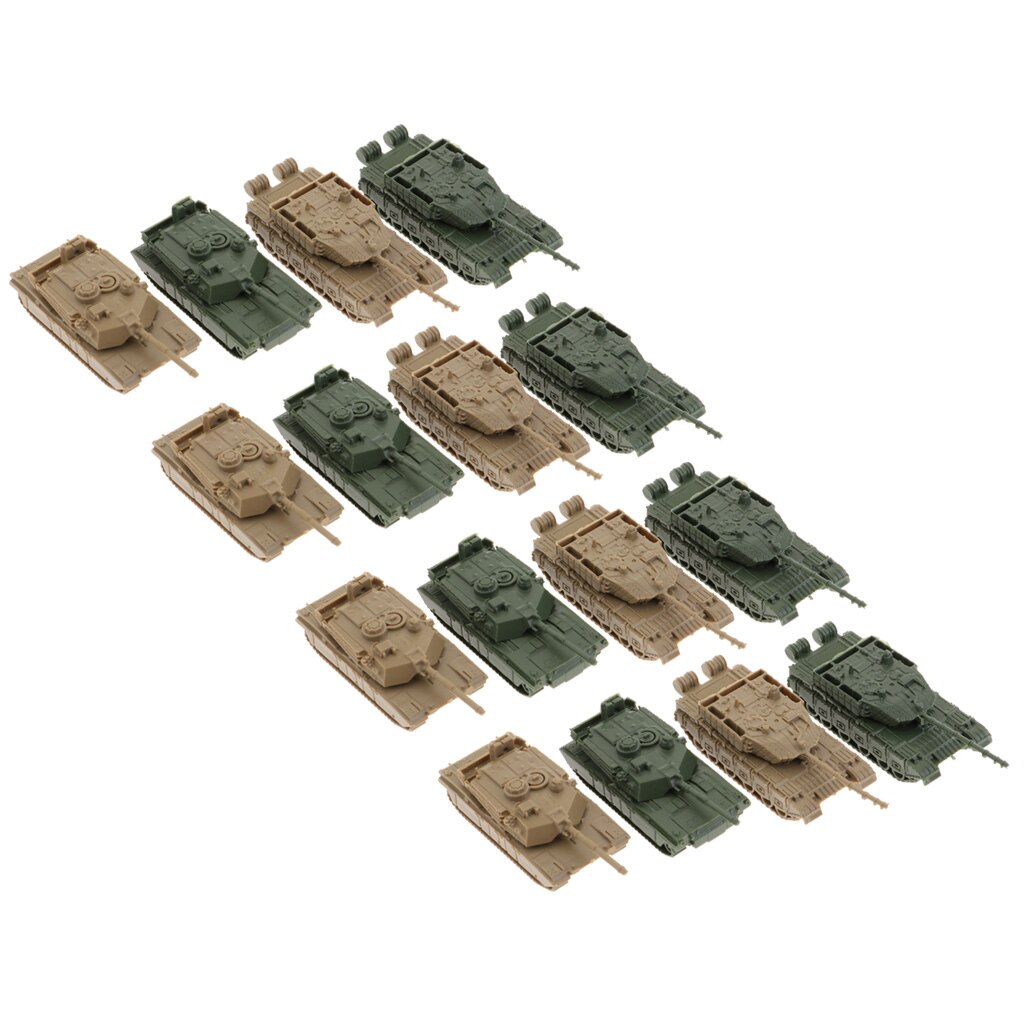 16PCS 1:144 Scale 4D Modern Tanks Model Finished Tank Model 360 Rotatable Toys for Kids Boys