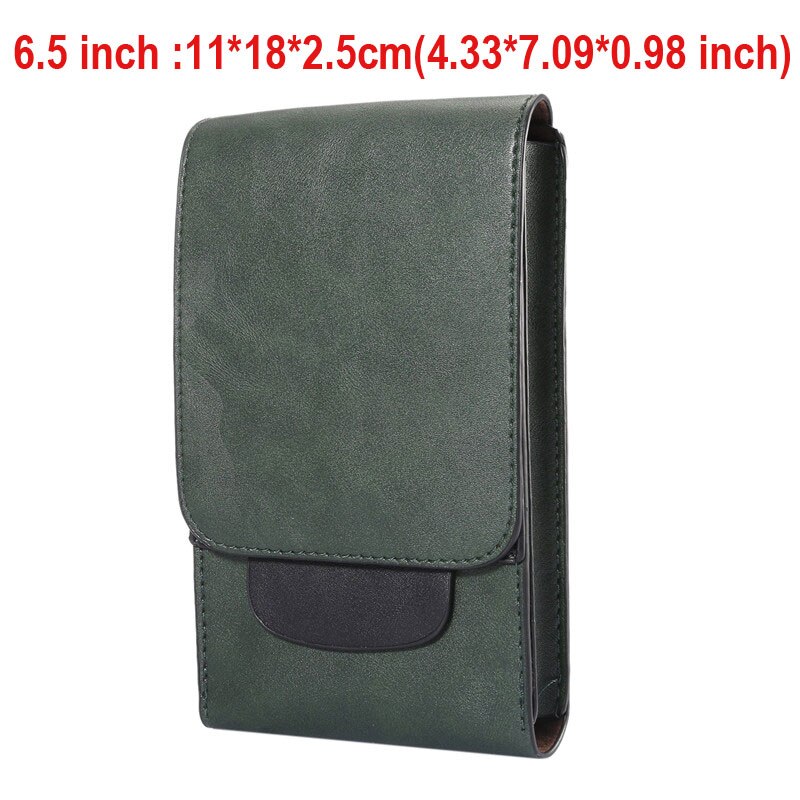 Yiang män midjeväska läder 6.5/6.3 tum mobiltelefon / mobiltelefon myntväska ficka bälte bum påse pack pu material 4 färger: Grön 6.5 tum
