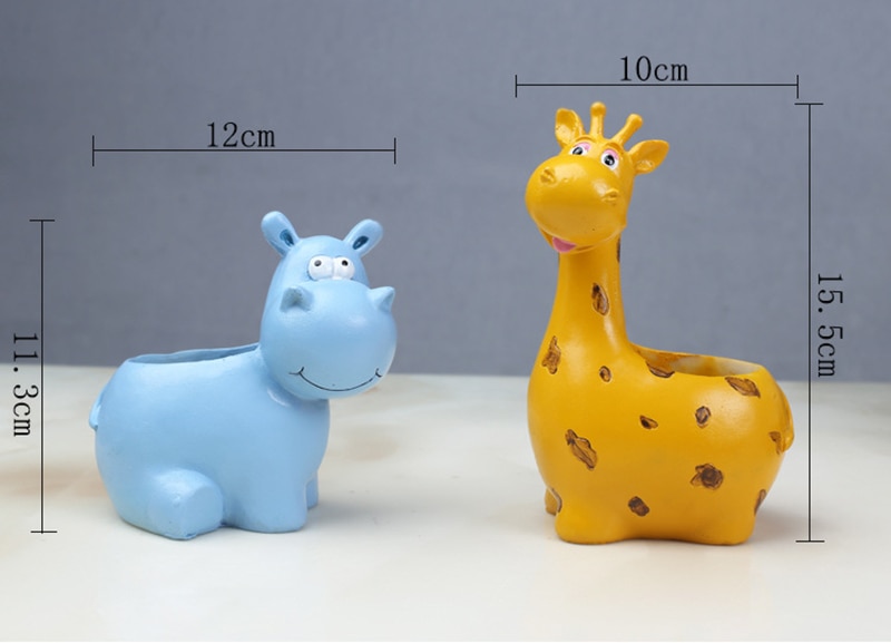 Resin Flower pots Hippo giraffe shape Planters Succulent Plants animal Flower Pot Cute Pastoral Style Home Decoration