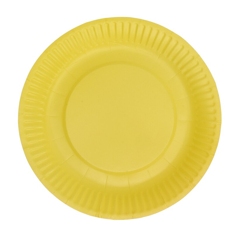 Party Paper Plate Dish Round Plates Party Supplies Disposable Plates Color Cardboard Art Painting Plate 10pcs/pack: yellow