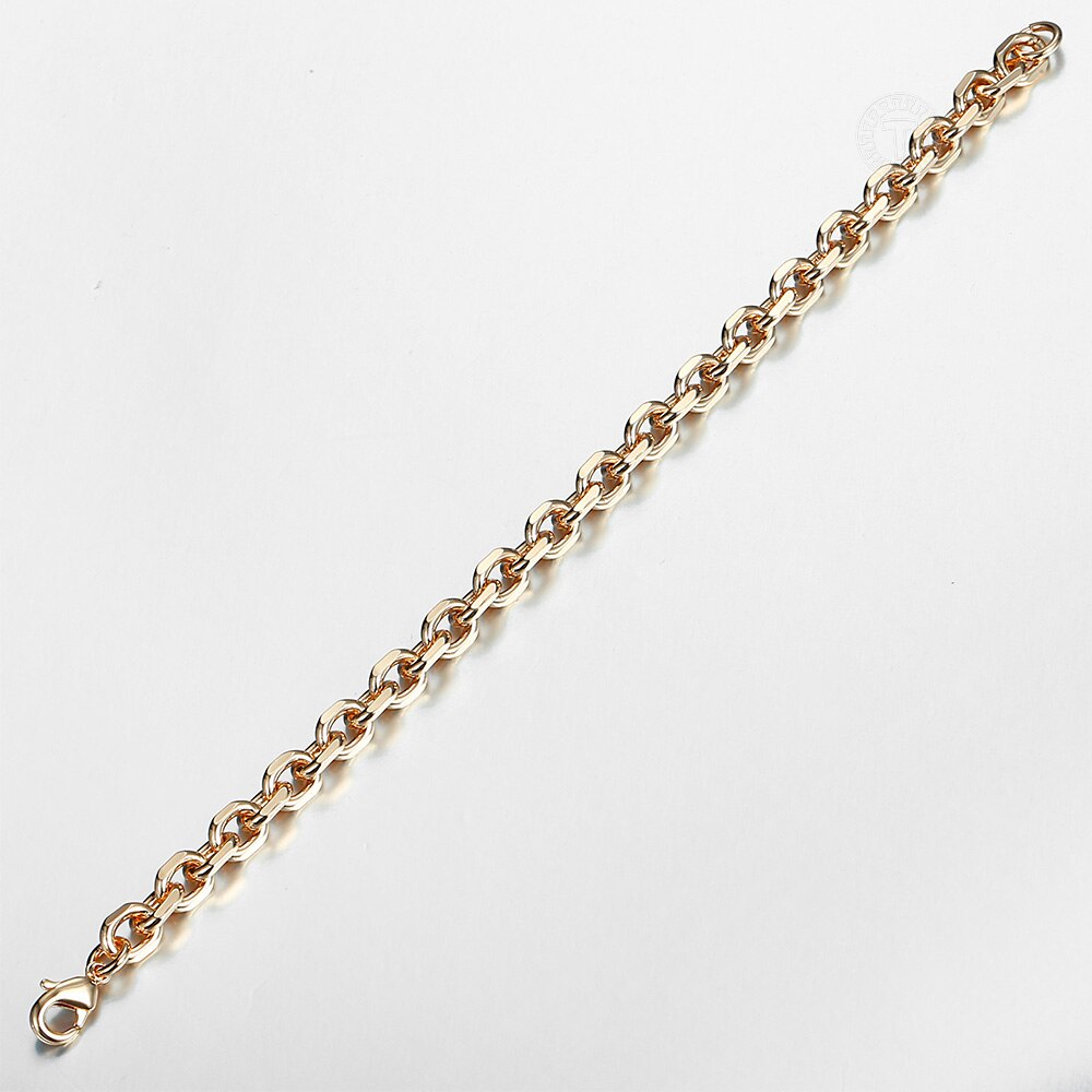 6 Mm 585 Rose Goud Kleur Armband Voor Vrouwen Rolo Kabel Link Chain Party Bruiloft Sieraden Womens Armbanden 20cm Mode LCB45