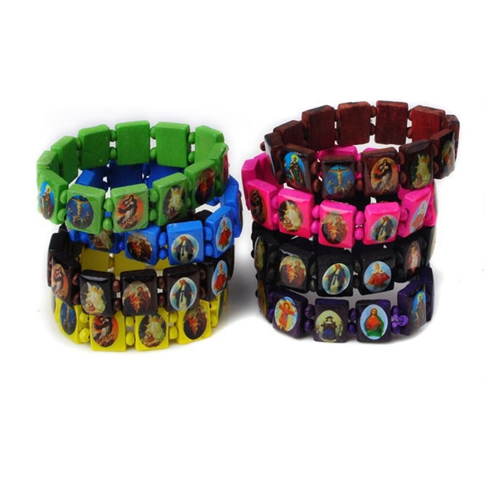 Pulseira de madeira de jesus grande-16 cores-presentes para homens e mulheres