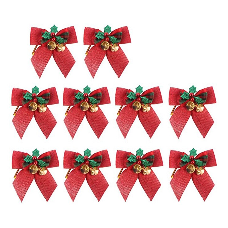 GWAWG 10 STKS Kerst Rood Fluwelen Strikken Bordeaux Fluwelen Kerstboom