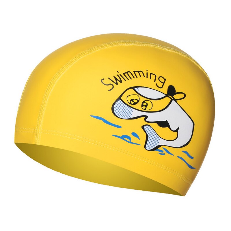 Cartoon Swimming Cap Boys Girls Kids Pu Waterproof Water Swimming Caps Kids Swimming Pool Hats Colorful Baby Diving Hat